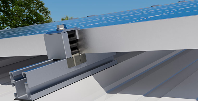 Coplanaire avec profilé en aluminium PSE-C. Fixation assemblée latérale discontinue